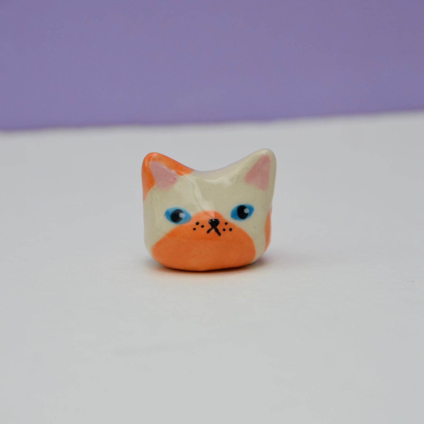 Mini Cat Bust with Orange Spots