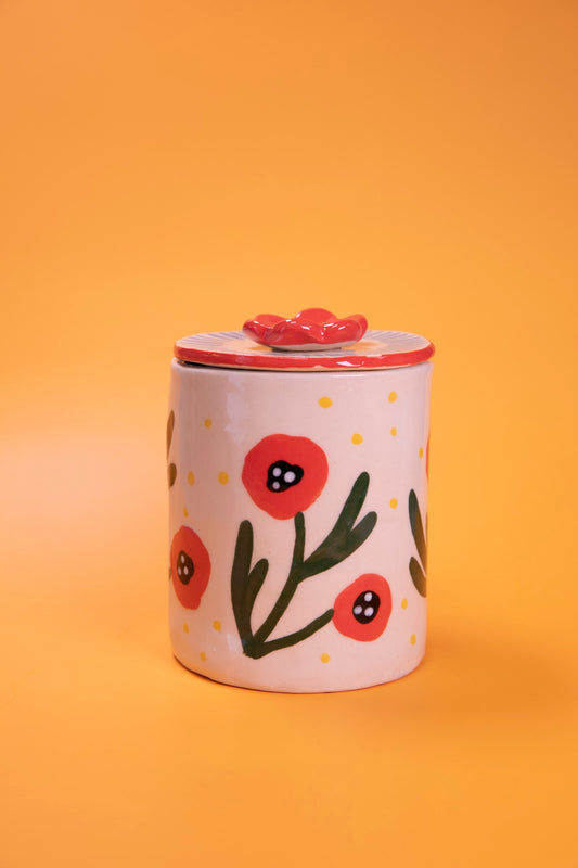 Handbuilt Poppy Jar with Poppy Knob