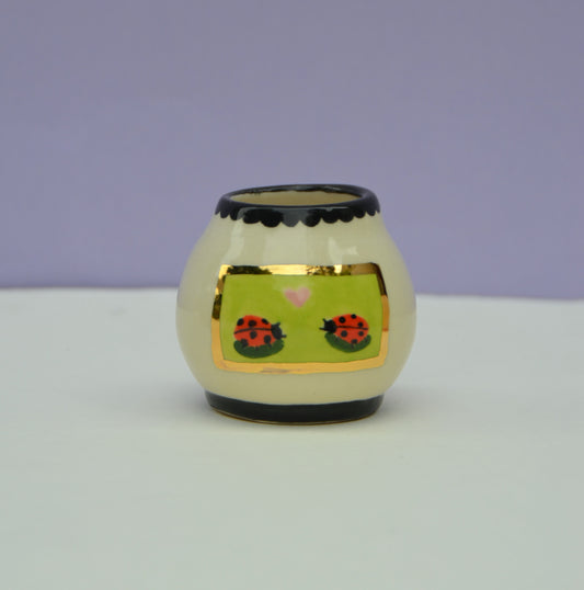 Ladybug bud vase