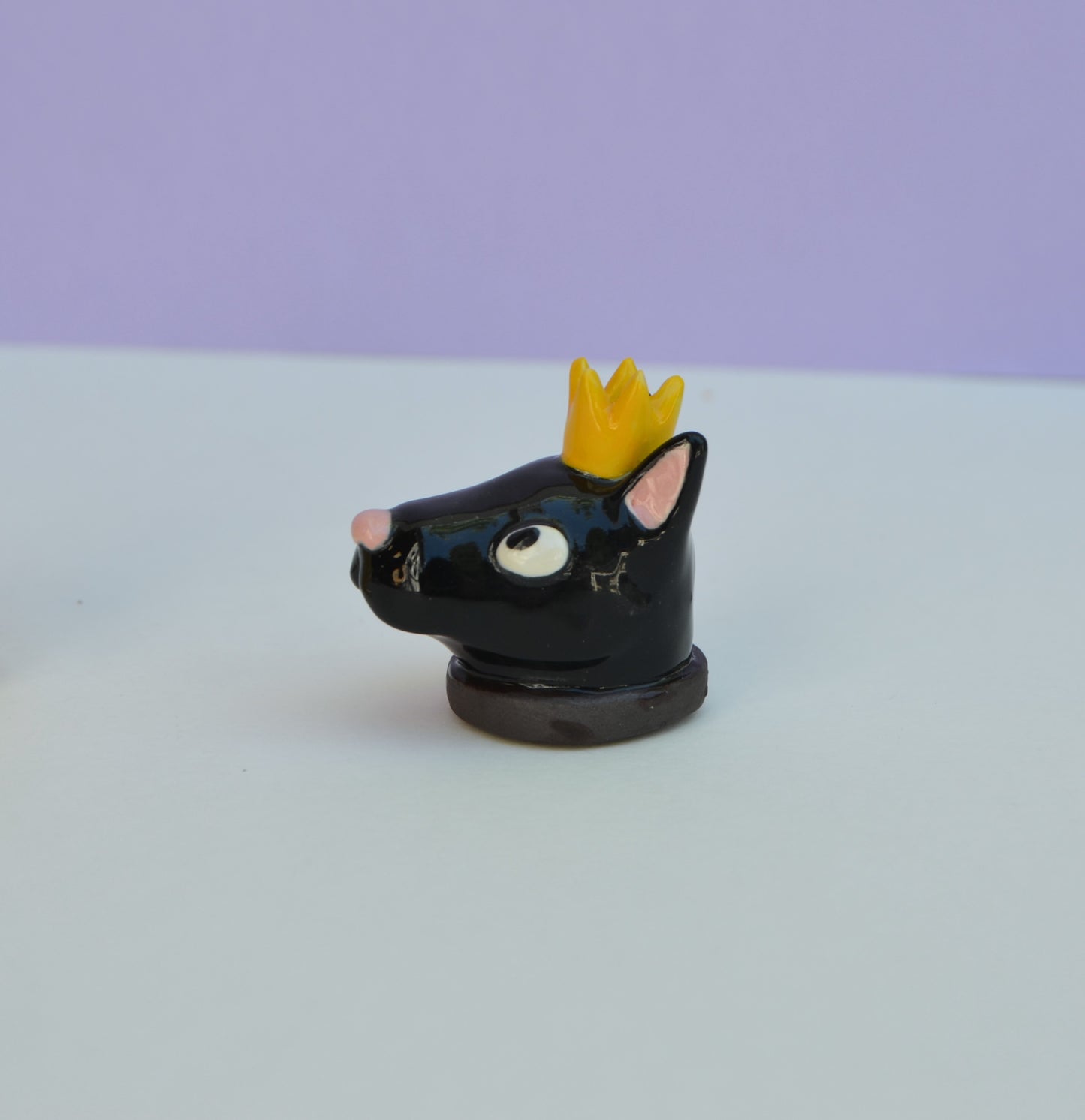 Ceramic Mini Dog Bust with Cowboy Hat or Crown