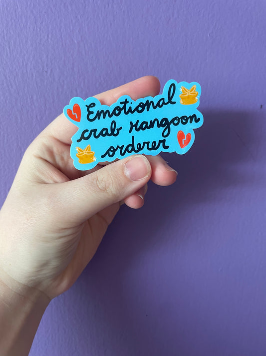 Emotional Crab Rangoon 3" Sticker