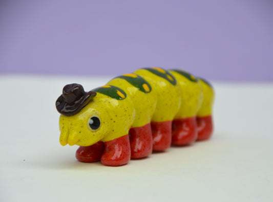 Cowboy Caterpillar Ceramic Sculpture